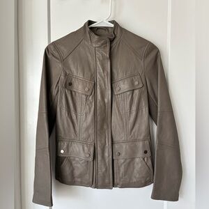 Vince Taupe Leather Jacket